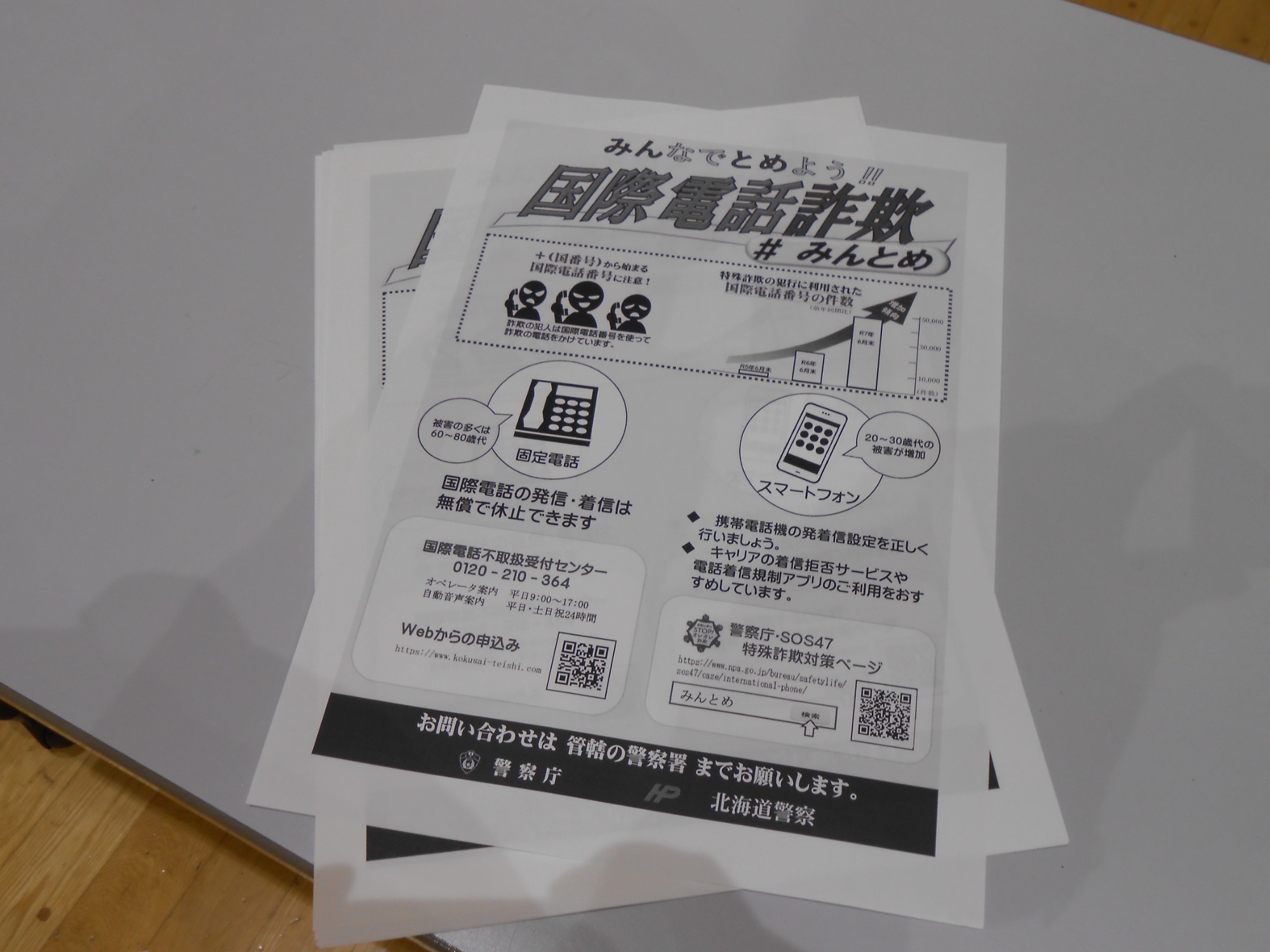 国際詐欺電話のチラシ